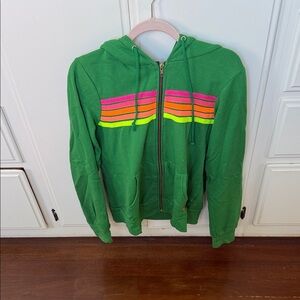 Aviator Nation 5 stripe relaxed zip up hoodie